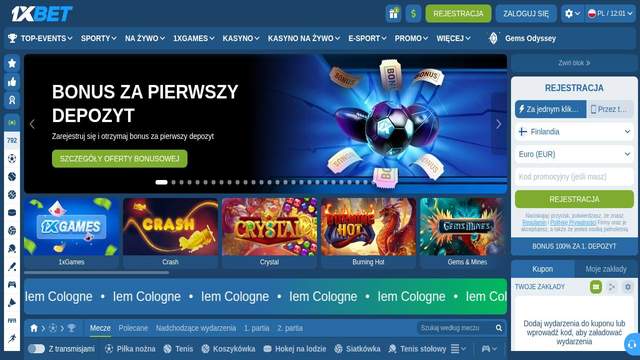 1xBet casino screenshot
